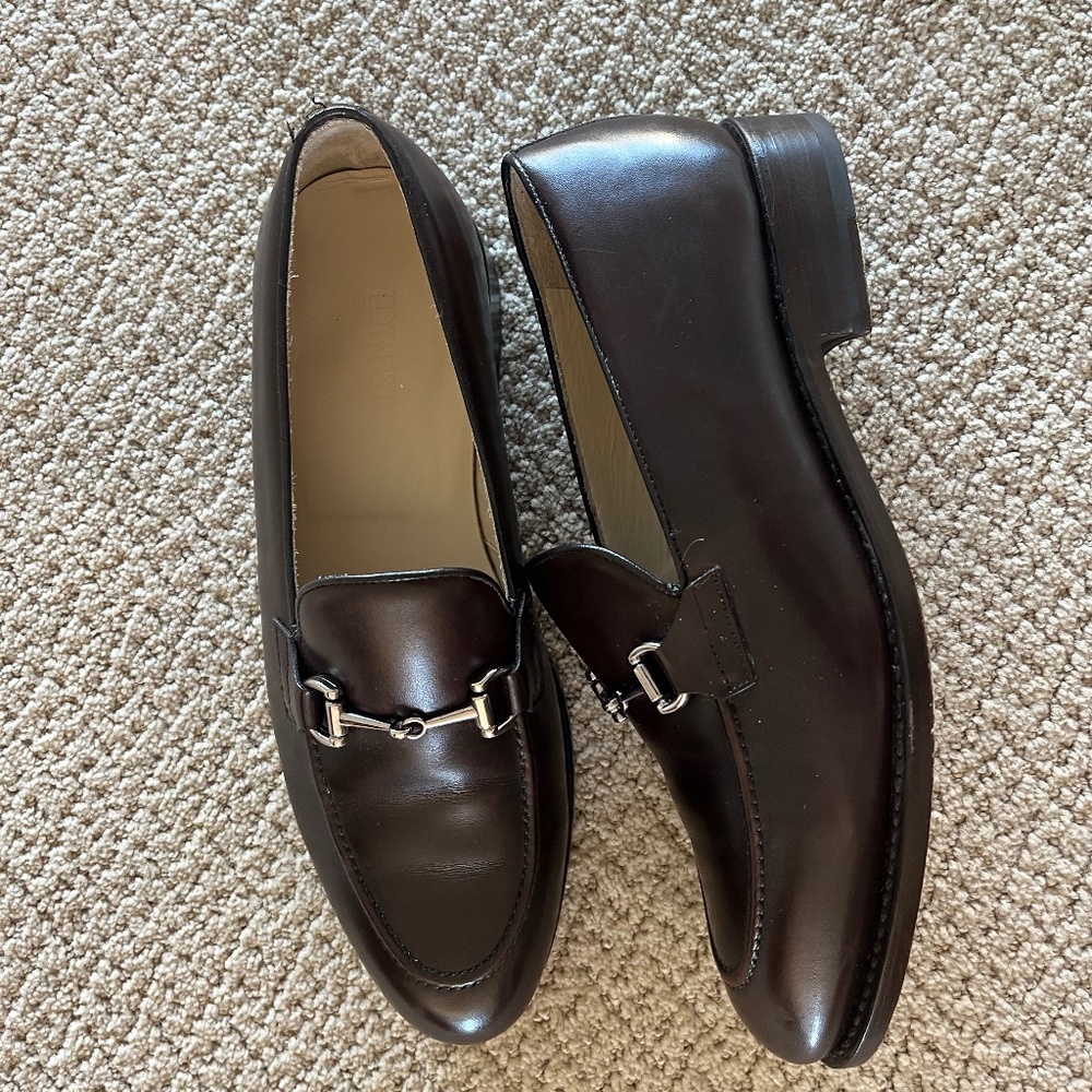 Dark brown "horse bit" loafers size 9